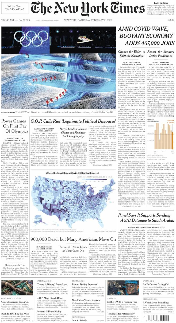 Portada de New York Times (USA)