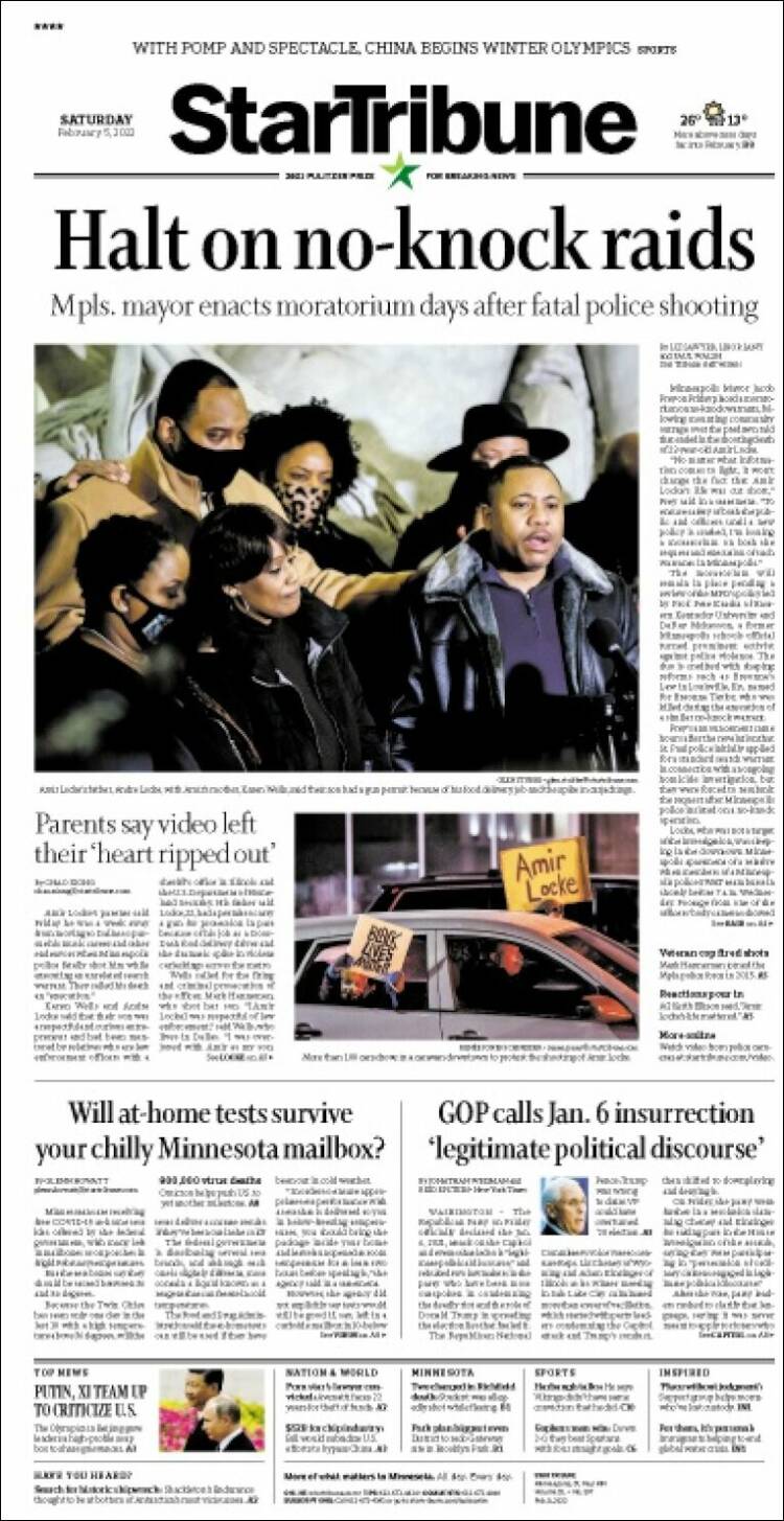 Portada de Star Tribune (USA)