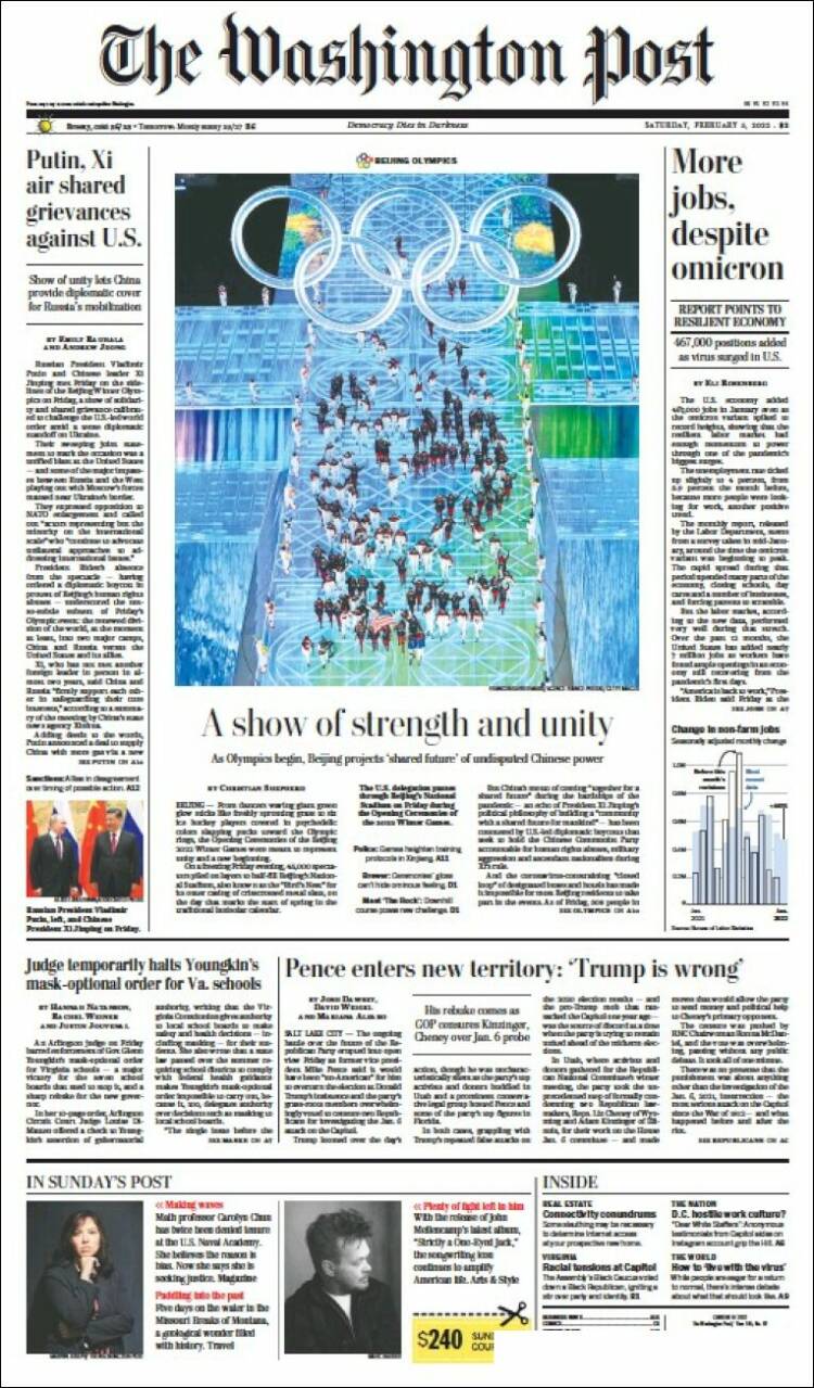 Portada de The Washington Post (USA)