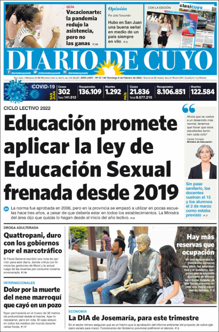 Portada de Diario de Cuyo (Argentina)