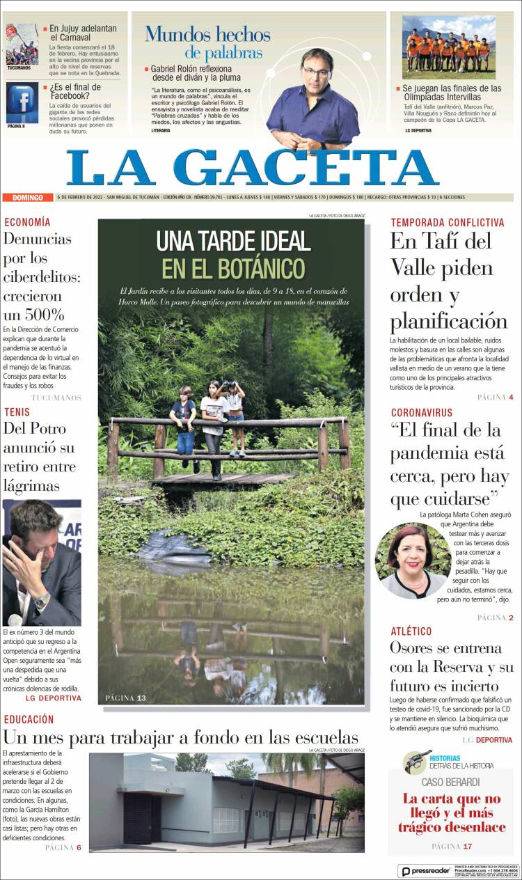 Portada de La Gaceta (Argentina)