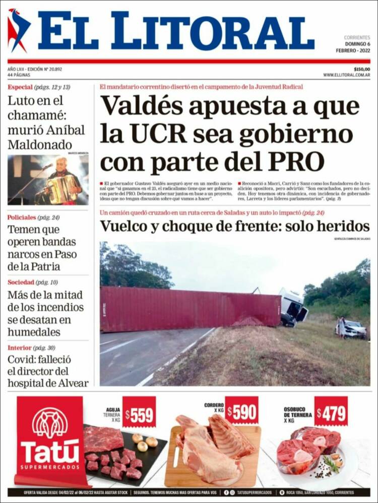 Portada de El Litoral Corrientes (Argentina)