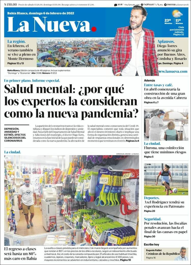 Portada de La Nueva Provincia (Argentina)