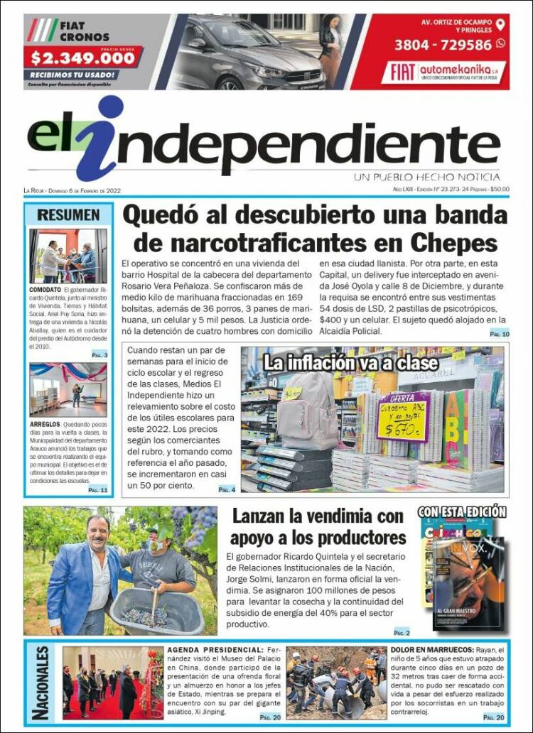 Portada de El Independiente (Argentina)