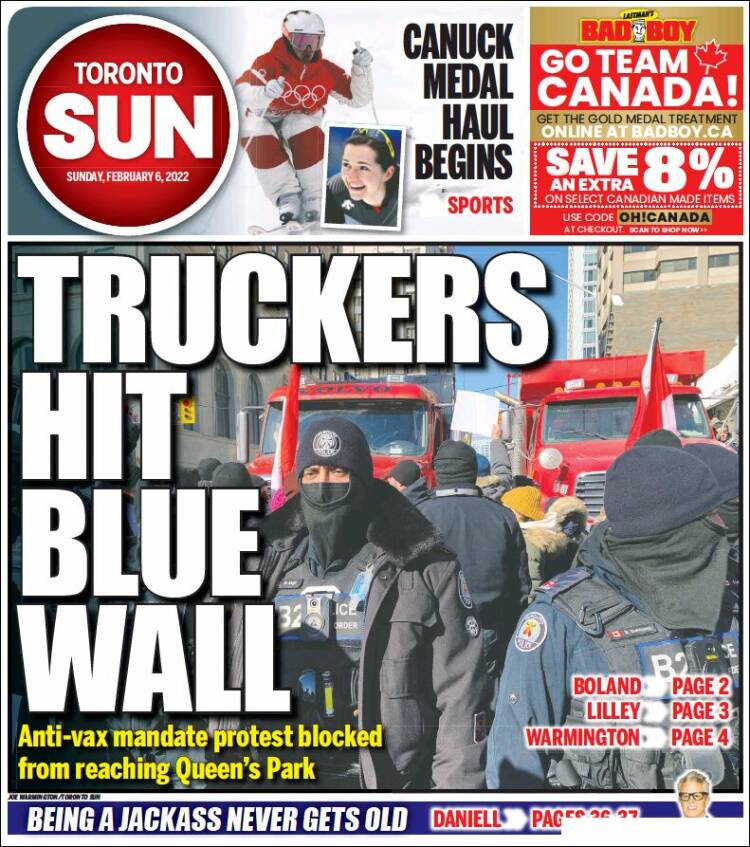 Portada de The Toronto Sun (Canadá)
