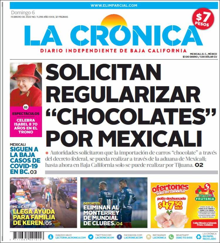 Portada de La Crónica de Baja California (México)