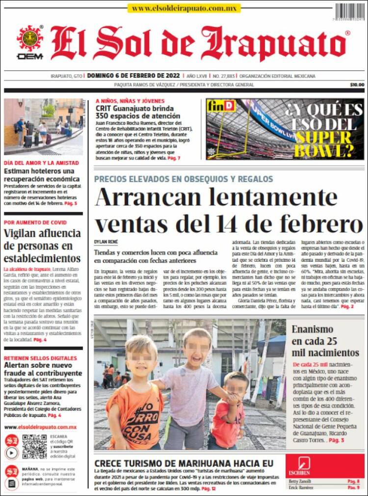 Portada de El Sol de Irapuato (México)