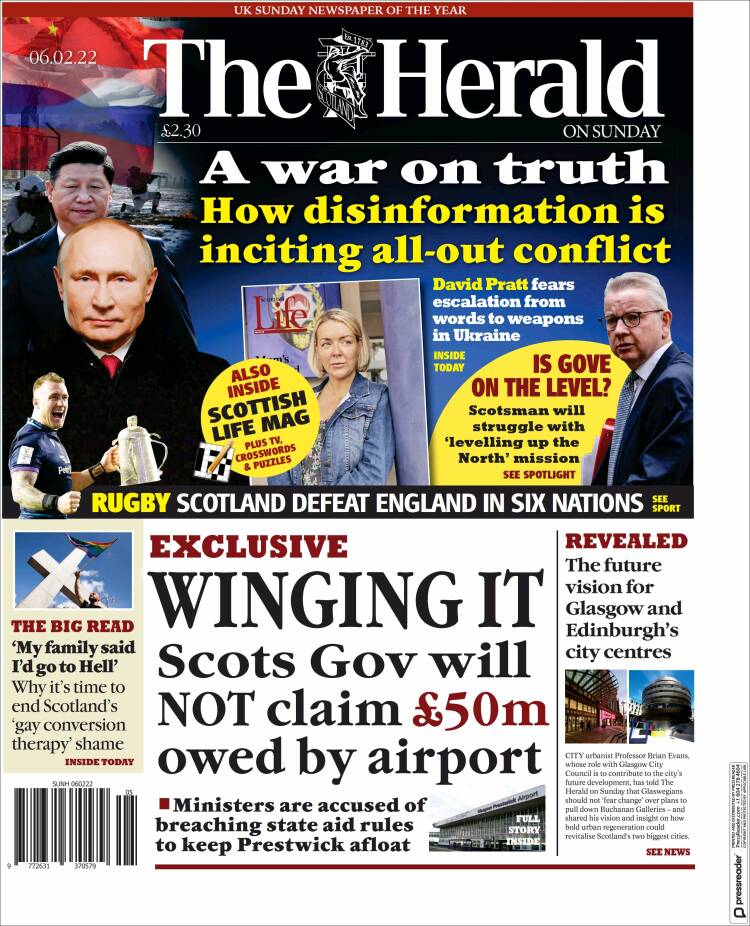 Portada de The Herald (Reino Unido)