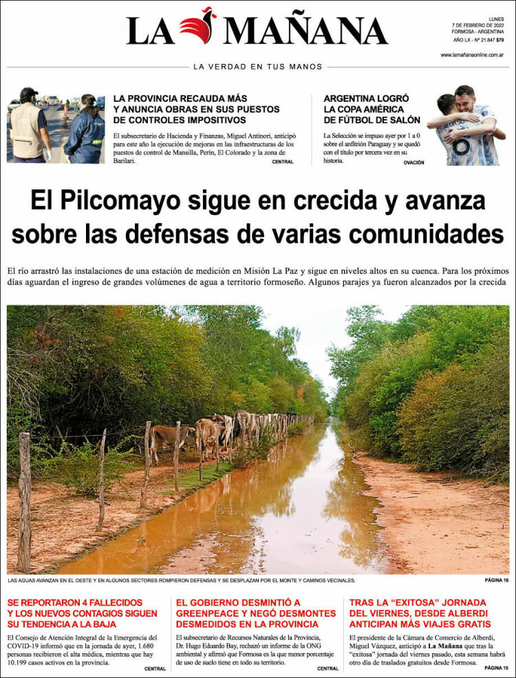 Portada de Diario La Mañana (Argentina)