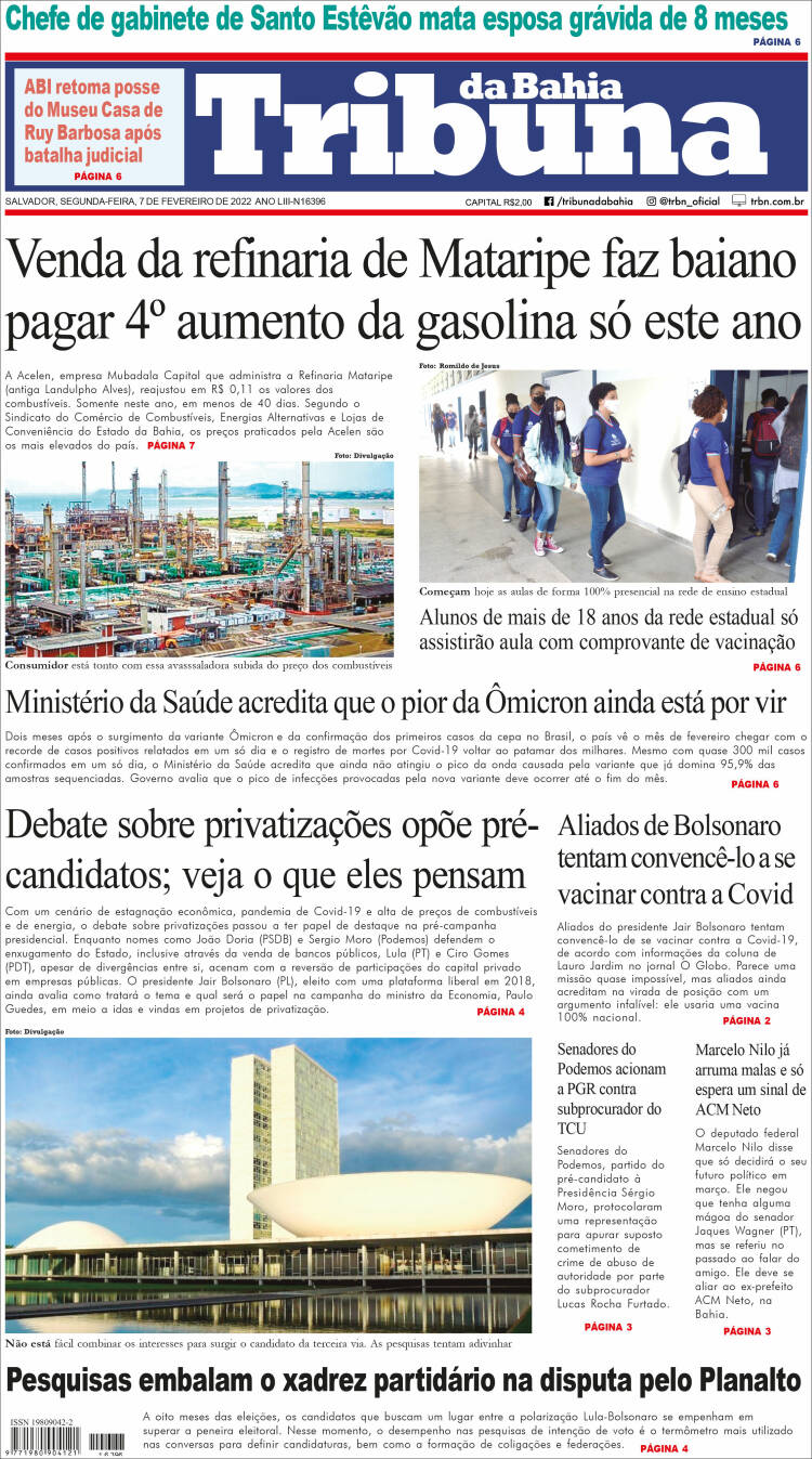 Portada de Tribuna da Bahia (Brasil)