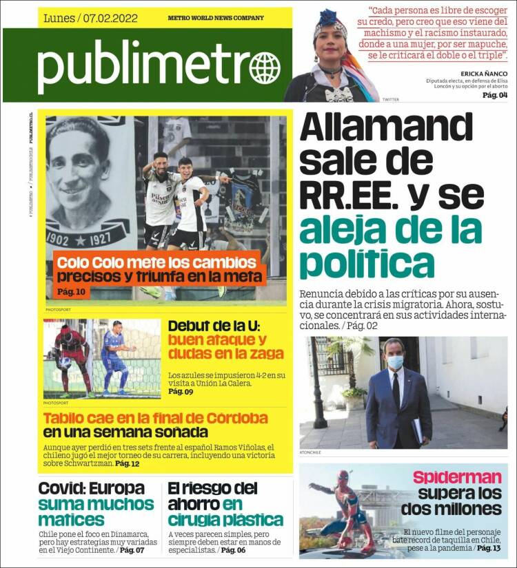 Portada de Publimetro (Chile)