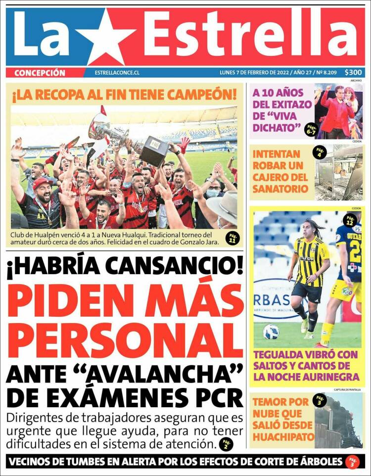 Portada de La Estrella de Concepción (Chile)