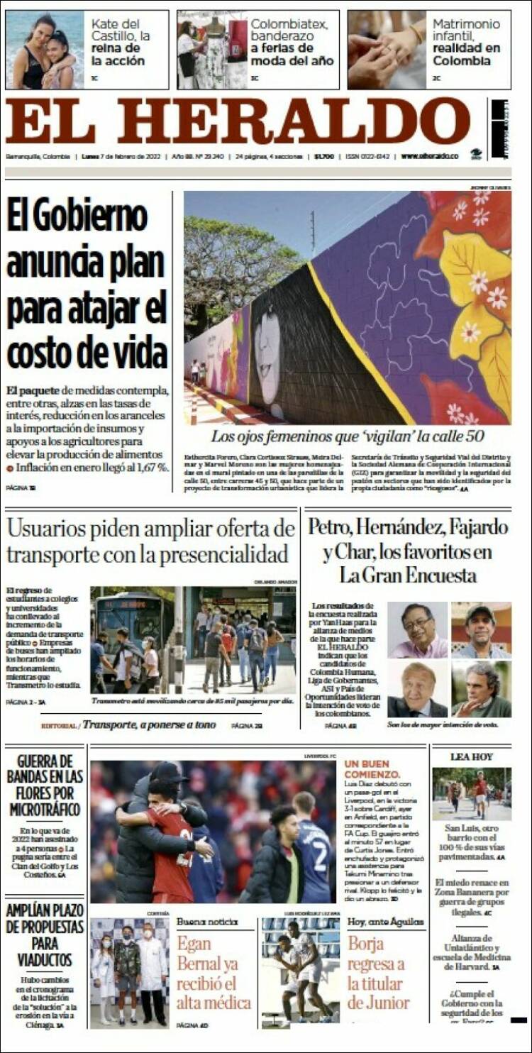 Portada de El Heraldo (Colombia)