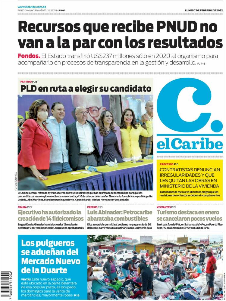 Portada de El Caribe (R. Dominicana)