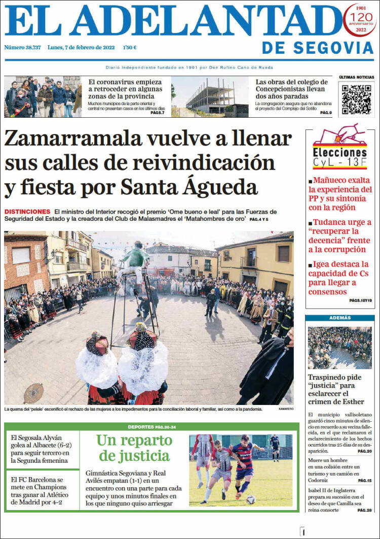 Portada de El Adelantado de Segovia (Espa&ntilde;a)