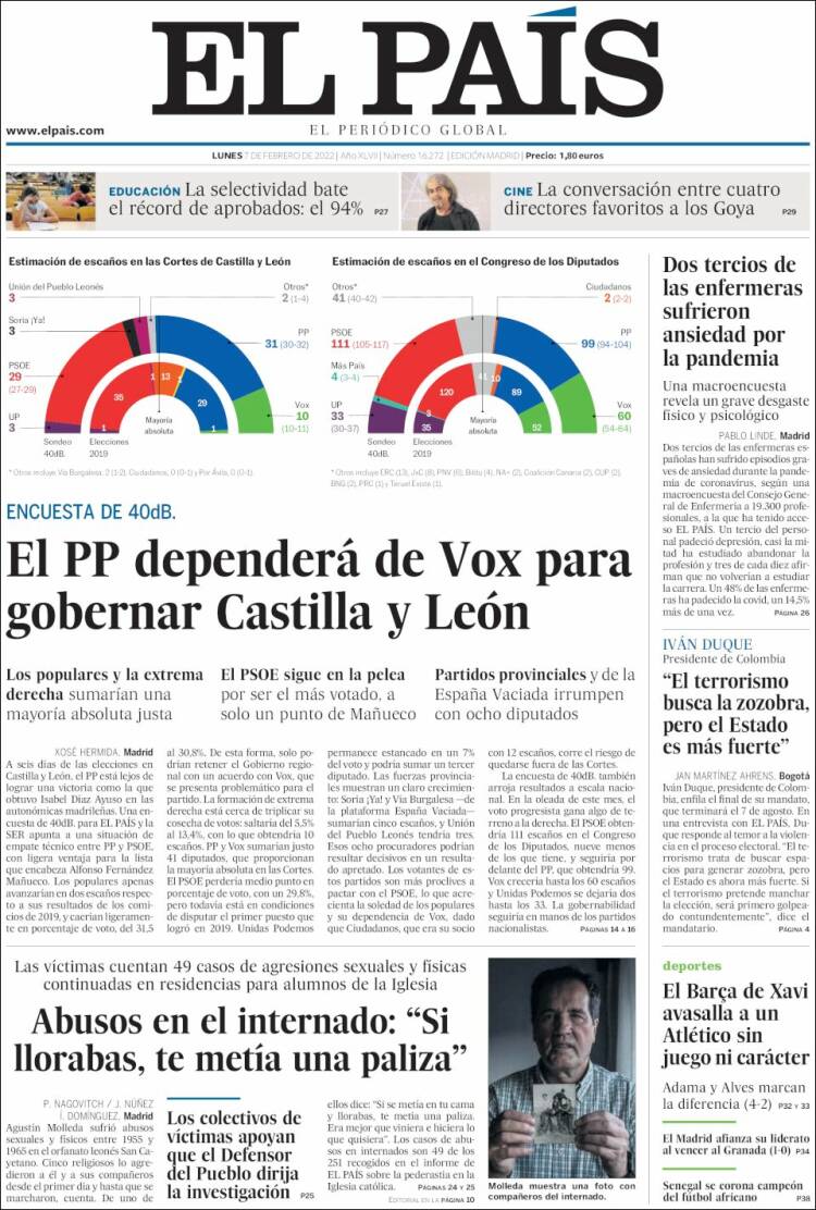 Portada de El País (Espa&ntilde;a)