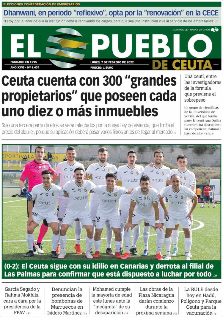 Portada de El Pueblo de Ceuta (Espa&ntilde;a)