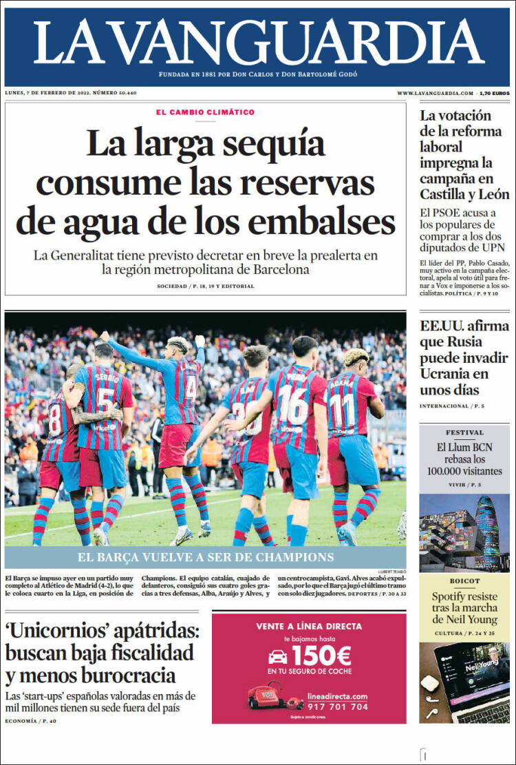 Portada de La Vanguardia (Espa&ntilde;a)