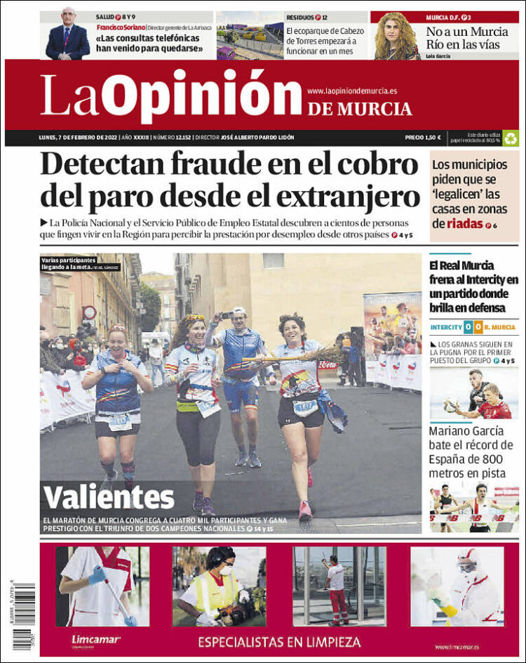 Portada de La Opinión de Murcia (Espa&ntilde;a)