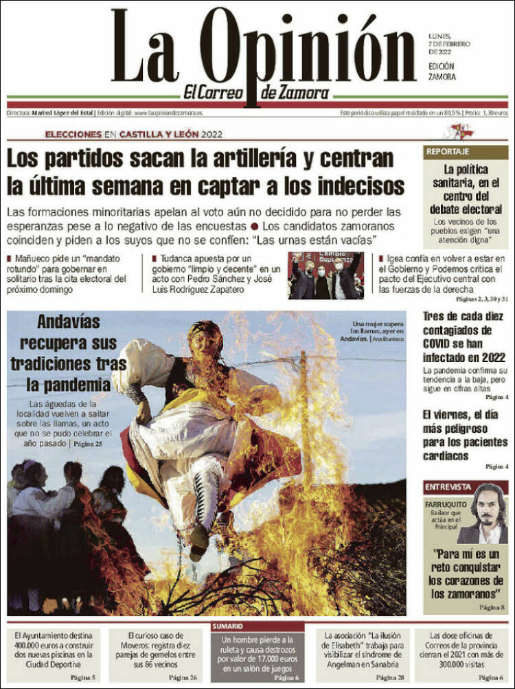 Portada de La Opinión - El Correo de Zamora (Espa&ntilde;a)