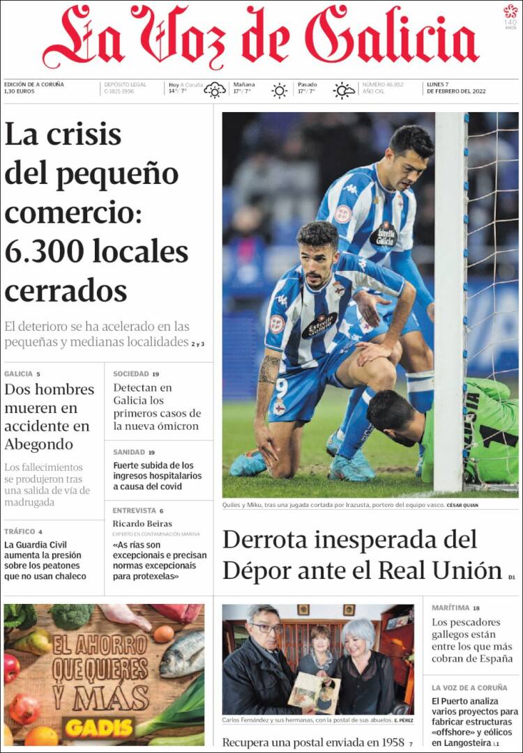 Portada de La Voz de Galicia (Espa&ntilde;a)