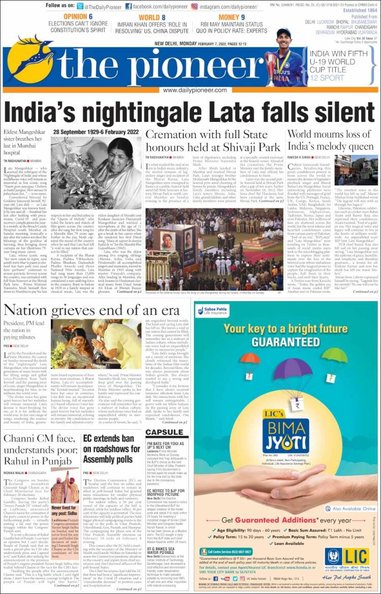 Portada de The Pioneer (India)