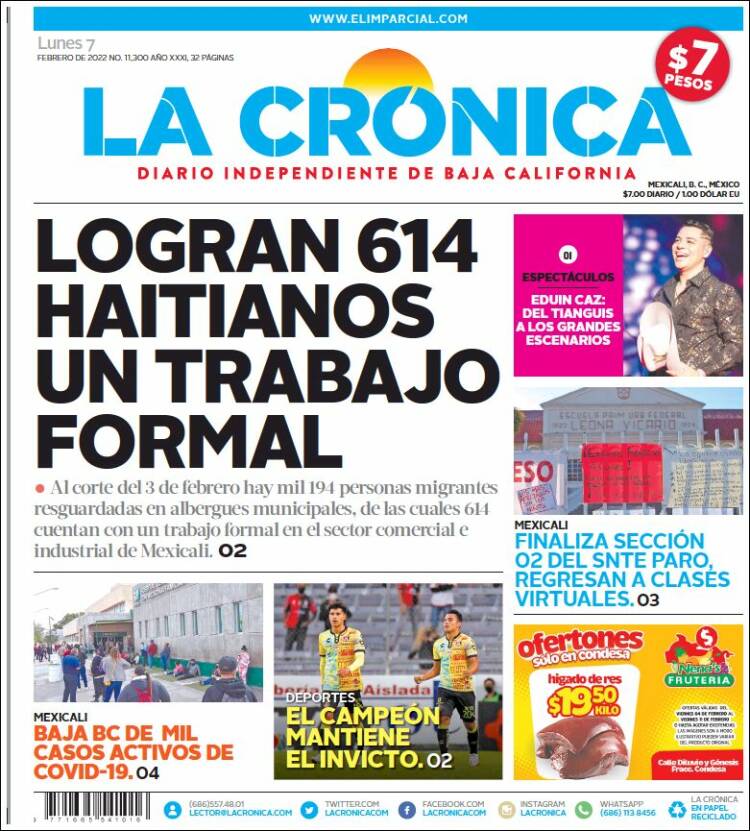 Portada de La Crónica de Baja California (México)