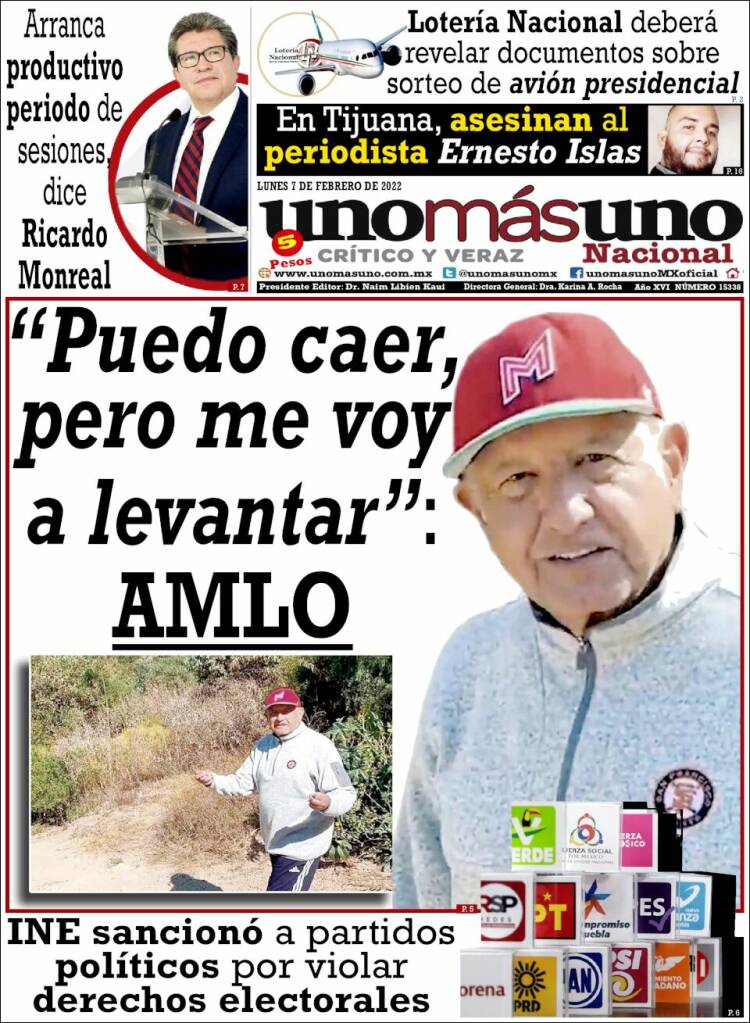 Portada de unomásuno (México)
