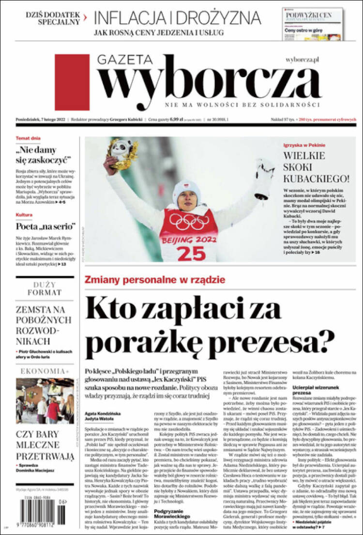 Portada de Gazeta Wyborcza (Polonia)