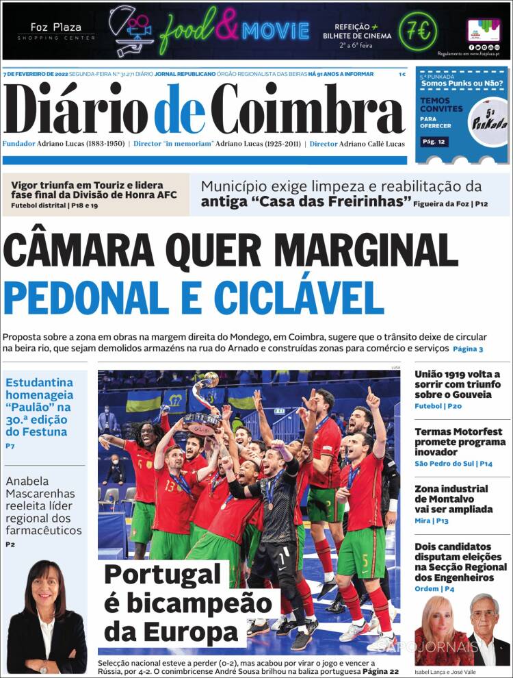 Portada de Diário de Coimbra (Portugal)