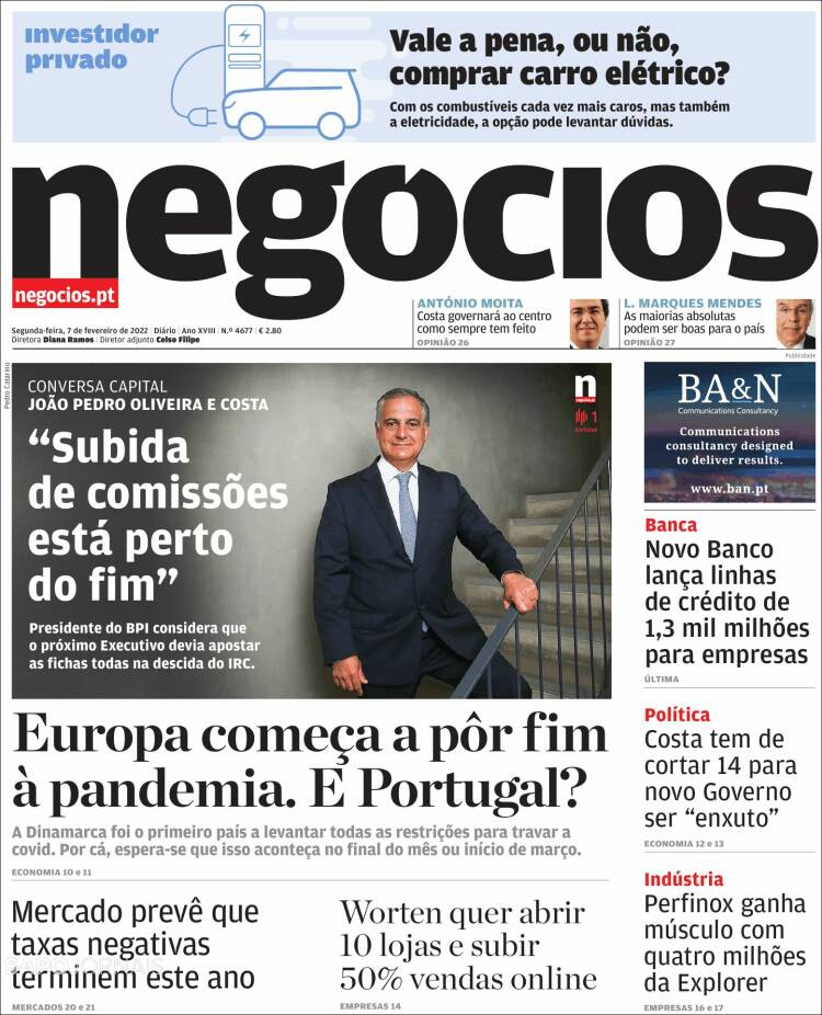 Portada de Jornal de Negócios (Portugal)