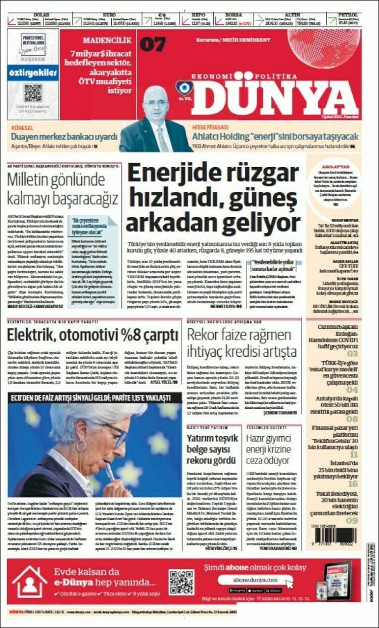 Portada de Dünya (Turqu&iacute;a)