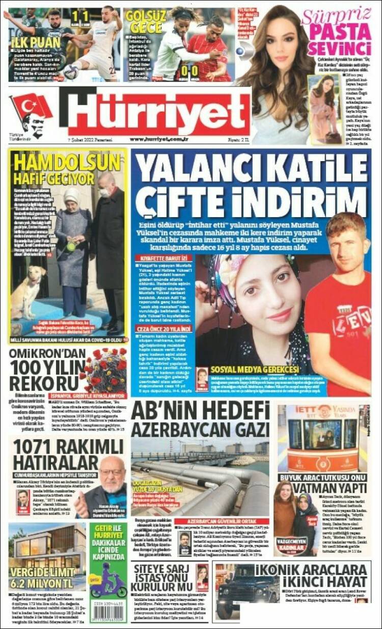 Portada de Hürriyet (Turqu&iacute;a)