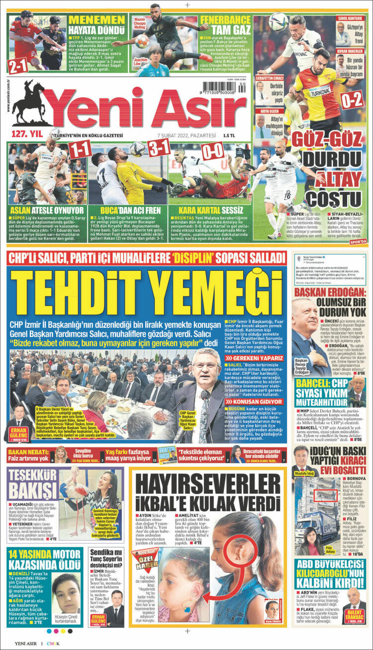 Portada de Yeni Asır (Turqu&iacute;a)