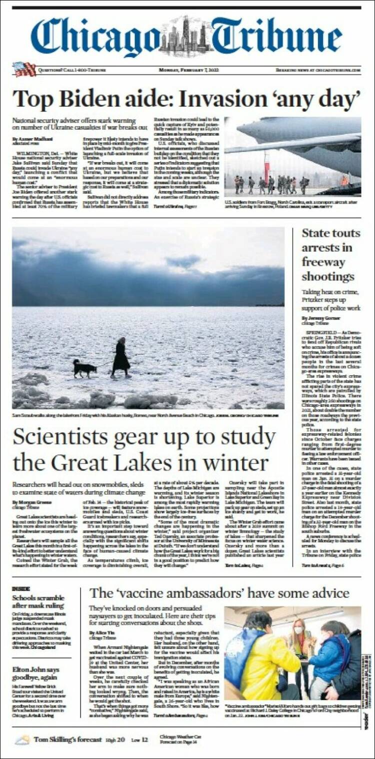 Portada de Chicago Tribune (USA)