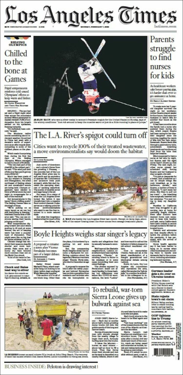 Portada de Los Angeles Times (USA)