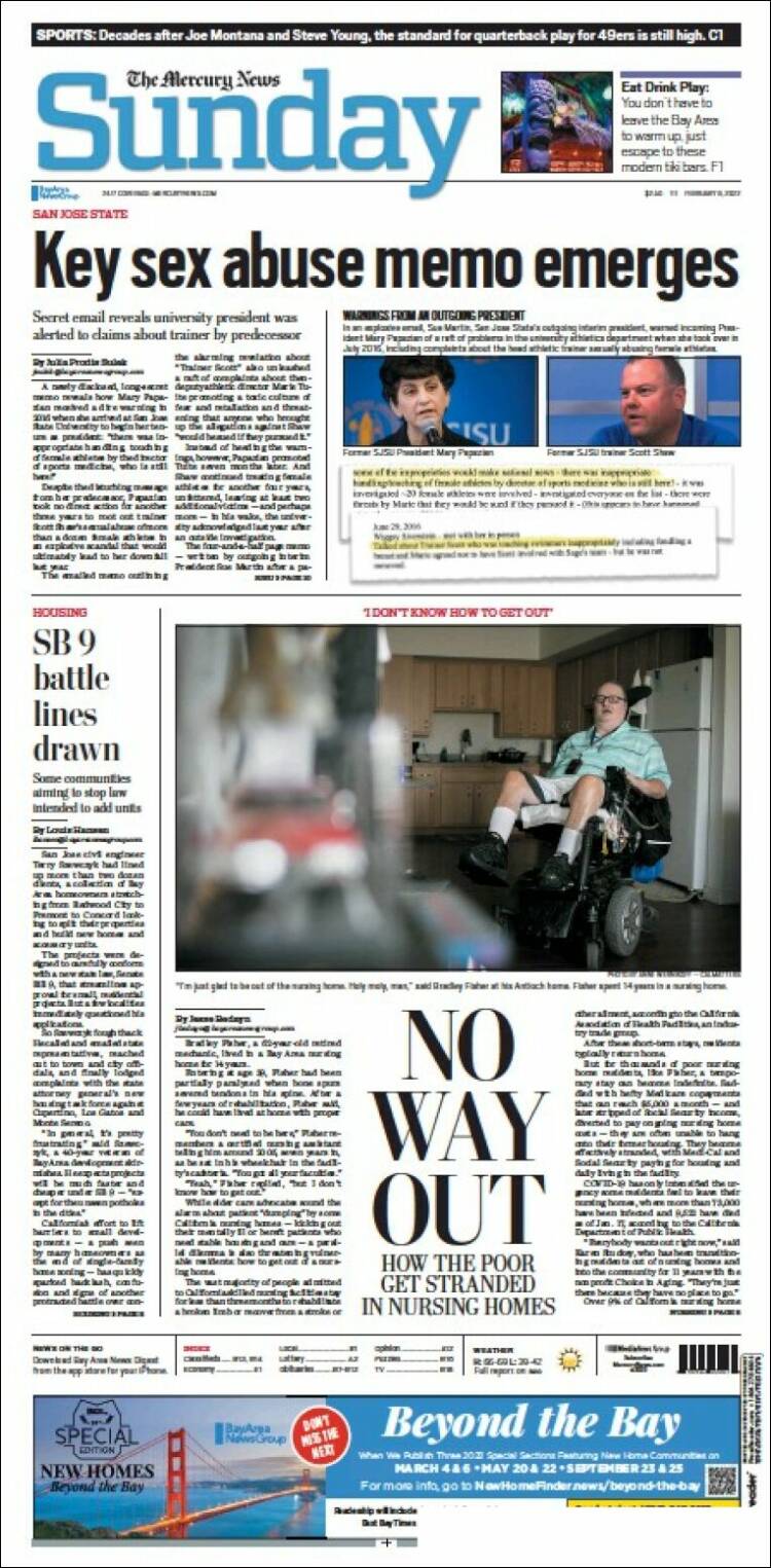 Portada de San Jose Mercury News (USA)