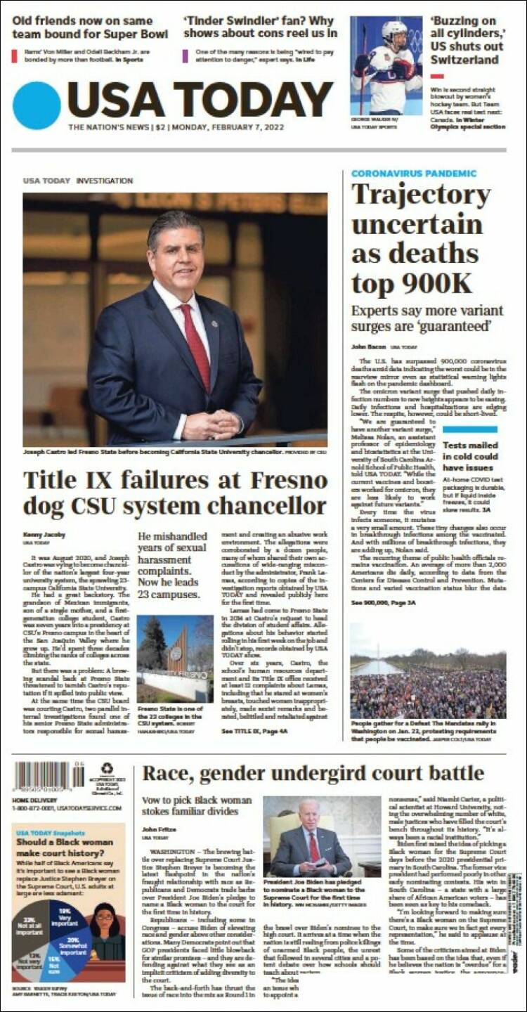Portada de USA Today (USA)