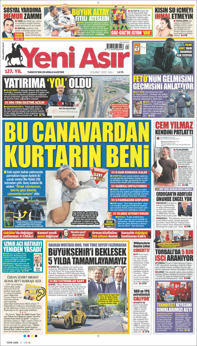 Portada de Yeni Asır (Turquía)