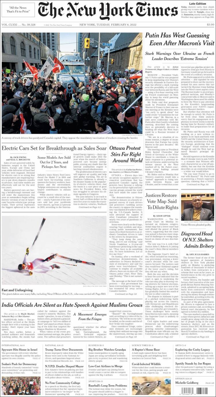 Portada de New York Times (USA)