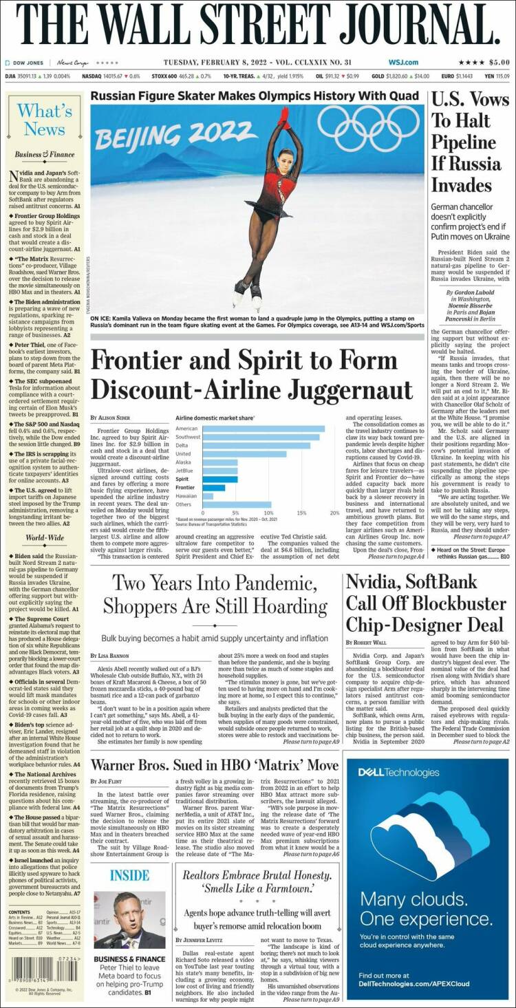 Portada de Wall Street Journal (USA)