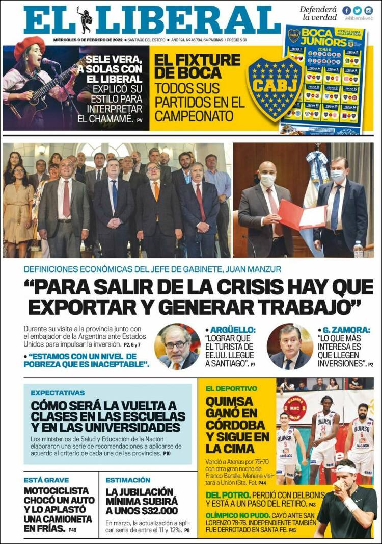 Portada de Diario El Liberal (Argentina)