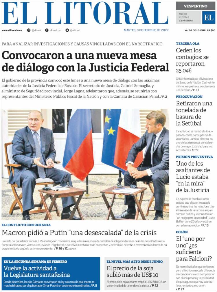 Portada de Diario El Litoral (Argentina)