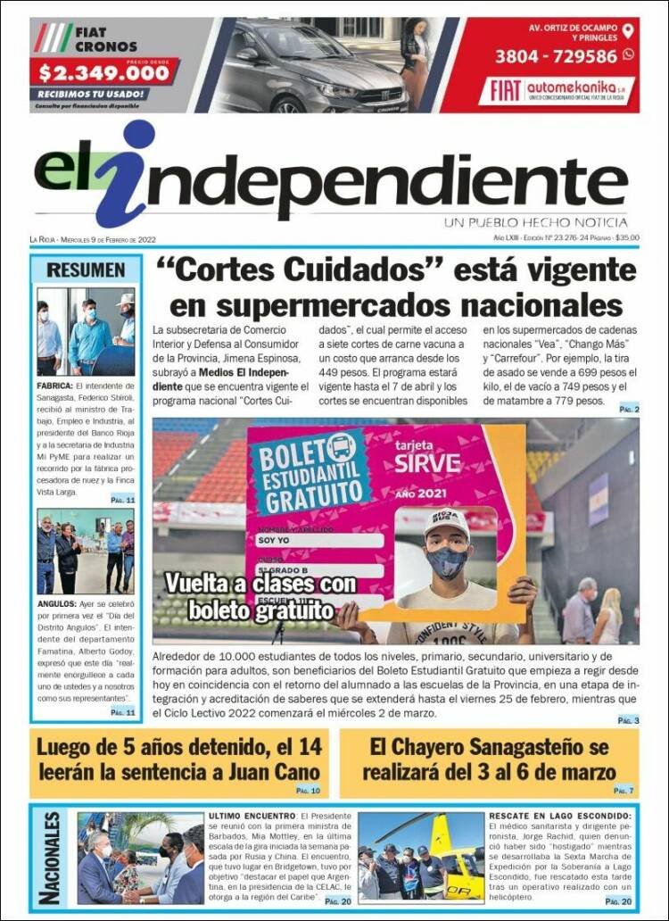 Portada de El Independiente (Argentina)