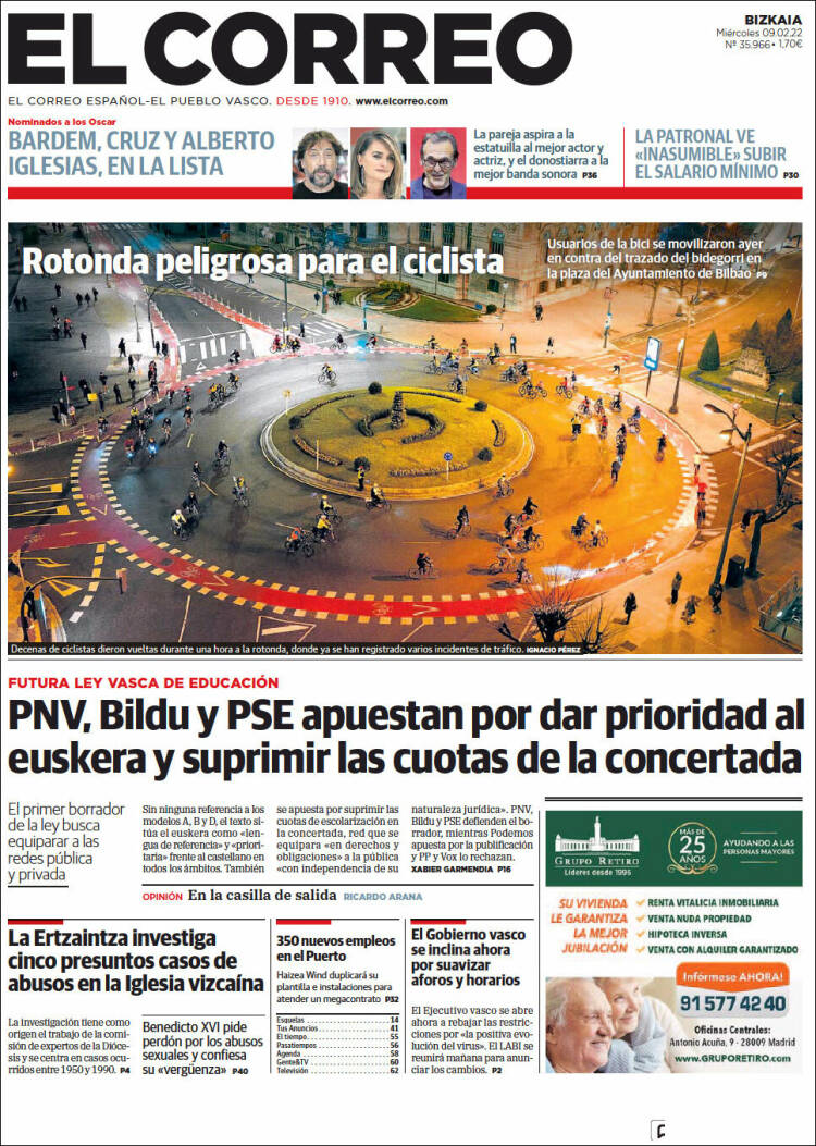 Portada de El Correo (España)