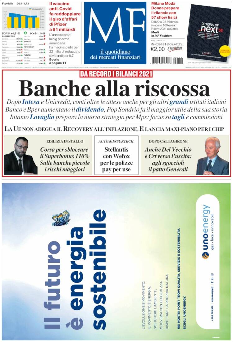 Portada de Milano Finanza (Italia)