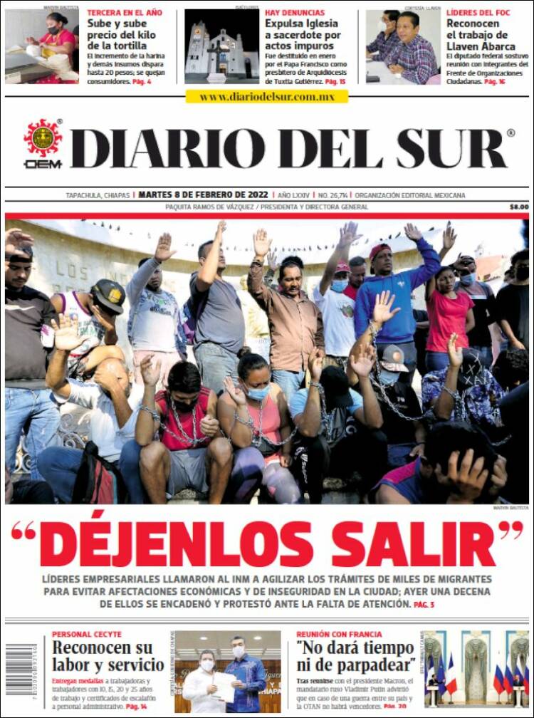 Portada de El Diario del Sur (México)