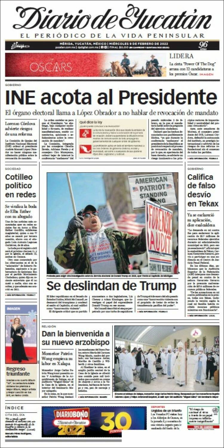 Portada de Diario de Yucatán (México)