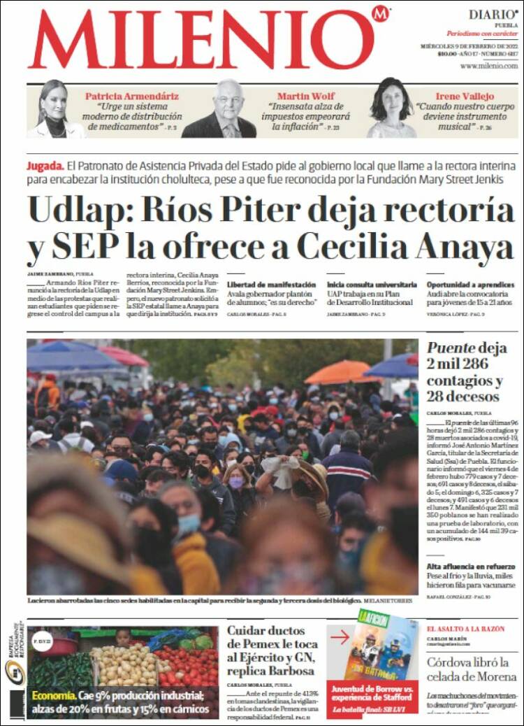 Portada de Milenio de Puebla (México)