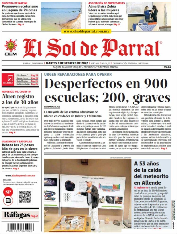 Portada de El Sol de Parral (México)